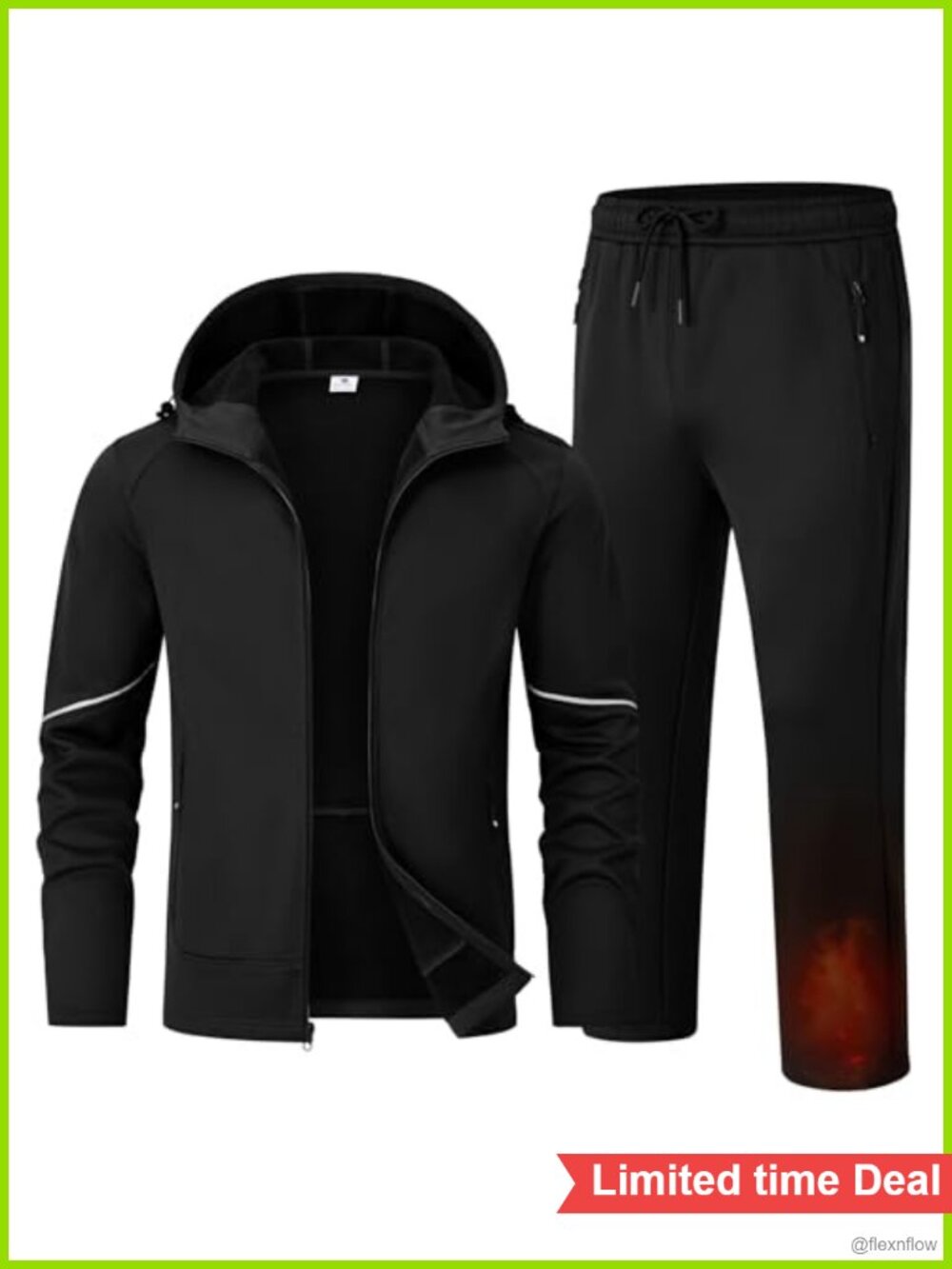 Men's Fleece Lined Sweatsuit Set 2 Piece Zip Hooded Jacket & Pants